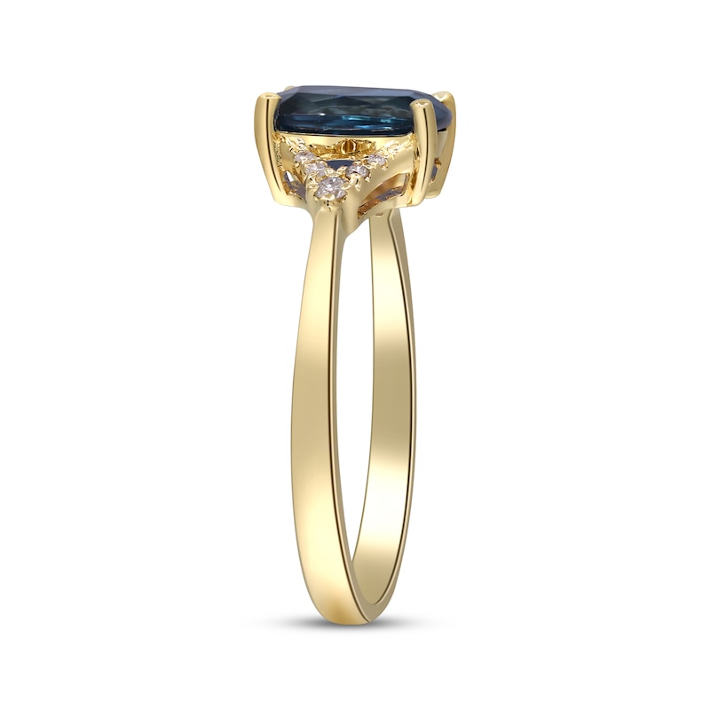 Main Image 2 of Cushion-Cut London Blue Topaz & Diamond Ring 1/20 ct tw 10K Yellow Gold