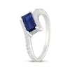 Thumbnail Image 2 of Baguette-Cut Blue Lab-Created Sapphire & White Lab-Created Sapphire Bypass Ring Sterling Silver