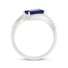 Thumbnail Image 3 of Baguette-Cut Blue Lab-Created Sapphire & White Lab-Created Sapphire Bypass Ring Sterling Silver