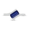 Thumbnail Image 4 of Baguette-Cut Blue Lab-Created Sapphire & White Lab-Created Sapphire Bypass Ring Sterling Silver