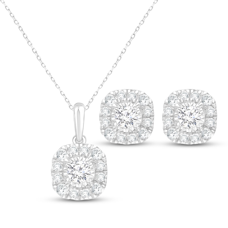 Main Image 1 of KAY Lab-Grown Diamonds Halo Gift Set 1 ct tw 10K White Gold