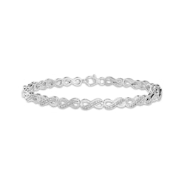 Diamond Accent Infinity Link Bracelet Sterling Silver 7.25"