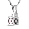 Thumbnail Image 3 of Cushion-Cut Garnet & White Topaz Milgrain Necklace Sterling Silver 18"