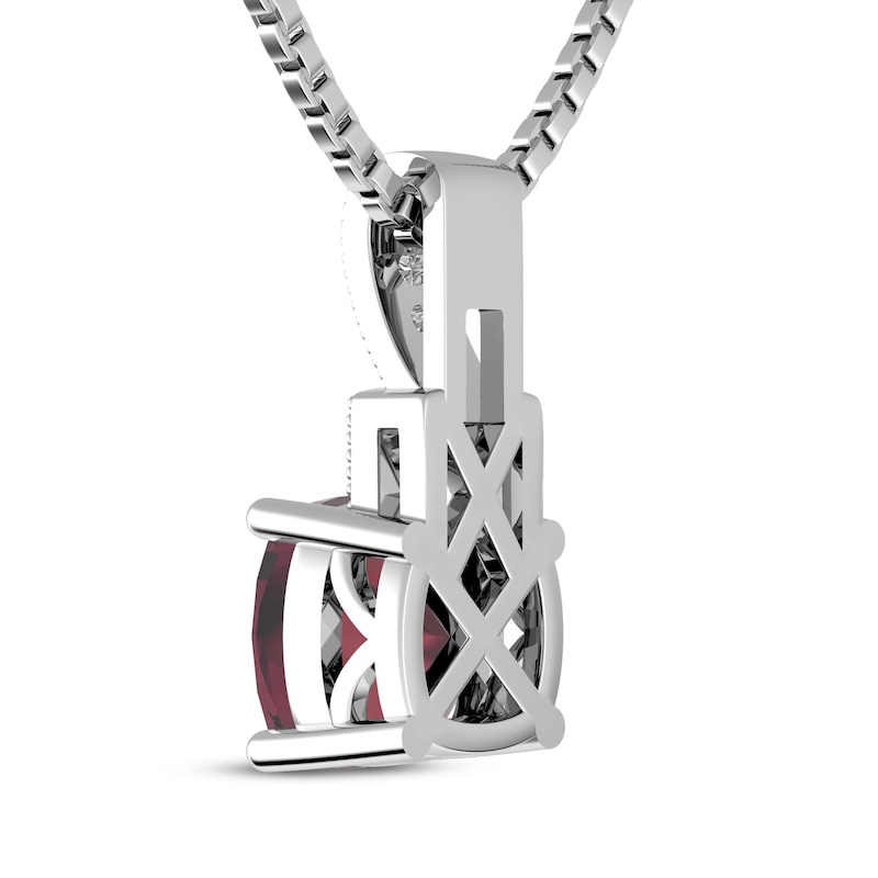 Main Image 3 of Cushion-Cut Garnet & White Topaz Milgrain Necklace Sterling Silver 18"