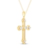 Thumbnail Image 2 of Diamond Flared Cross Necklace 1/6 ct tw 10K Yellow Gold 18"