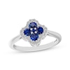 Thumbnail Image 1 of Blue & White Lab-Created Sapphire Clover Ring Sterling Silver