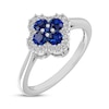 Thumbnail Image 2 of Blue & White Lab-Created Sapphire Clover Ring Sterling Silver