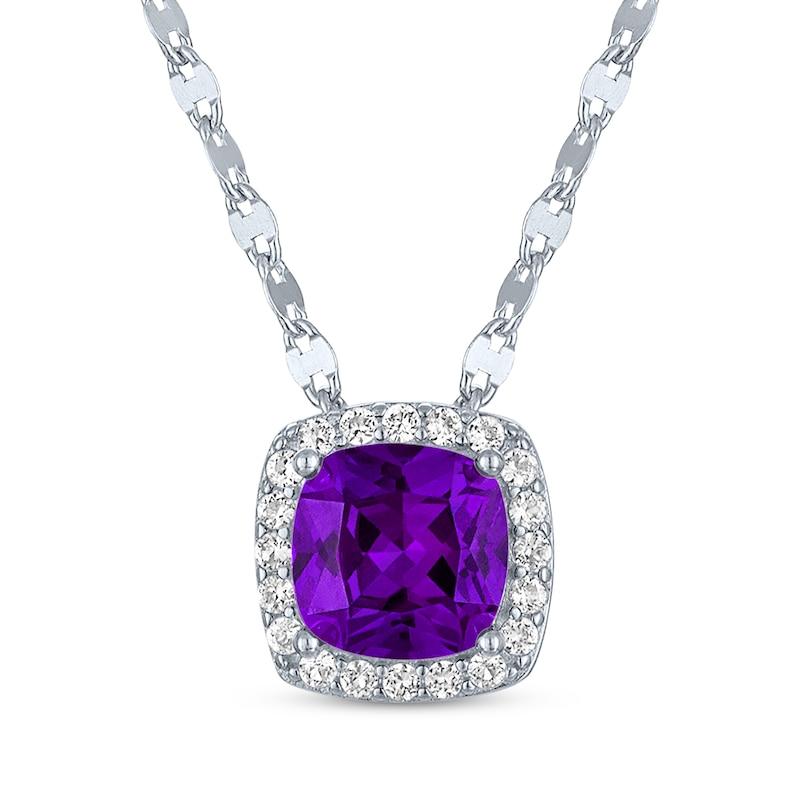 Main Image 2 of Cushion-Cut Amethyst & White Lab-Created Sapphire Gift Set Sterling Silver