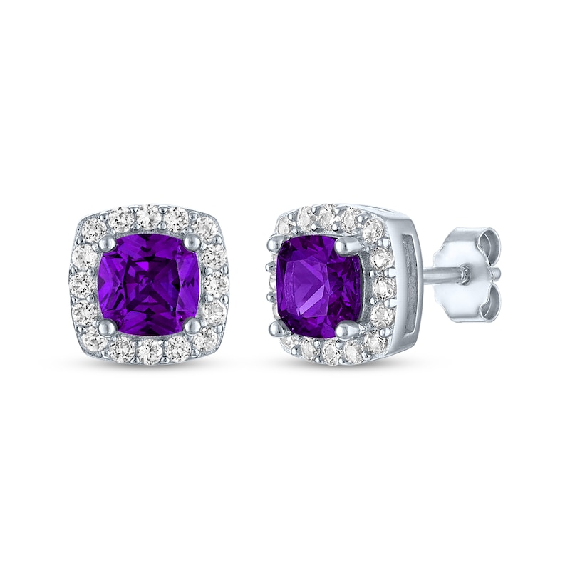 Main Image 3 of Cushion-Cut Amethyst & White Lab-Created Sapphire Gift Set Sterling Silver