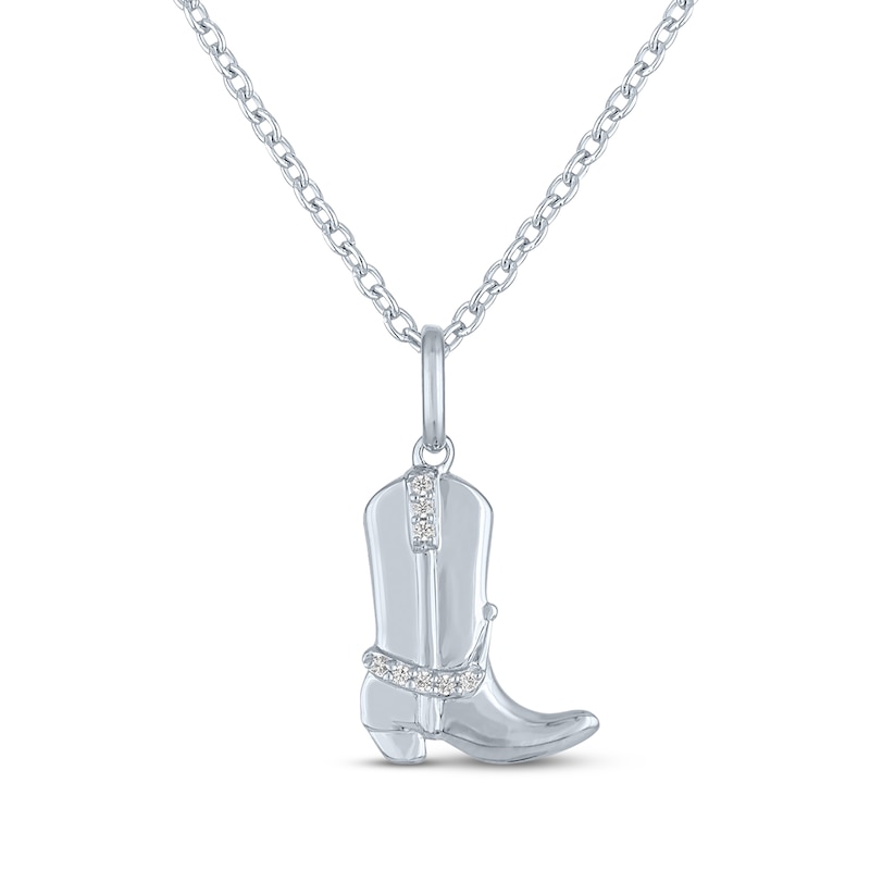Main Image 2 of Cowgirl Boot Necklace with Diamond Accents Sterling Silver 18"