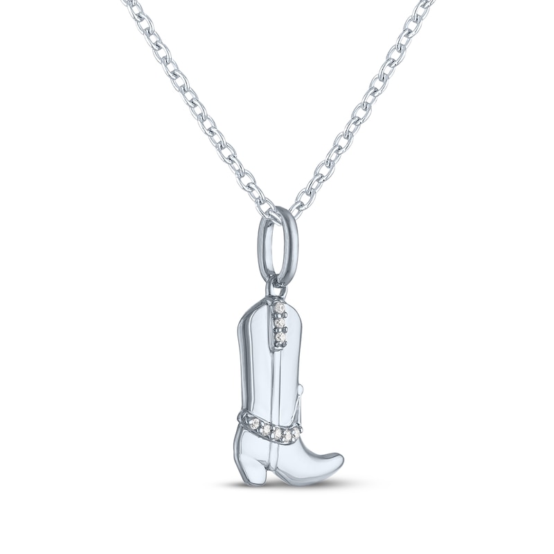 Main Image 3 of Cowgirl Boot Necklace with Diamond Accents Sterling Silver 18"