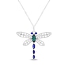 Thumbnail Image 1 of Marquise-Cut Lab-Created Alexandrite & Lab-Created Sapphire Dragonfly Necklace Sterling Silver 18"