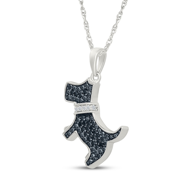 Main Image 2 of Black & White Diamond Dog Necklace 1/10 ct tw Sterling Silver 18"