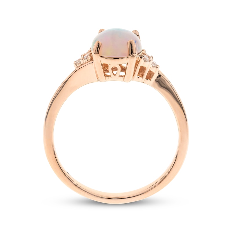 Main Image 2 of Oval-Cut Opal & Diamond Ring 1/15 ct tw 10K Rose Gold