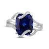 Thumbnail Image 3 of Cushion-Cut Blue Lab-Created Sapphire & White Lab-Created Sapphire Swirl Ring Sterling Silver