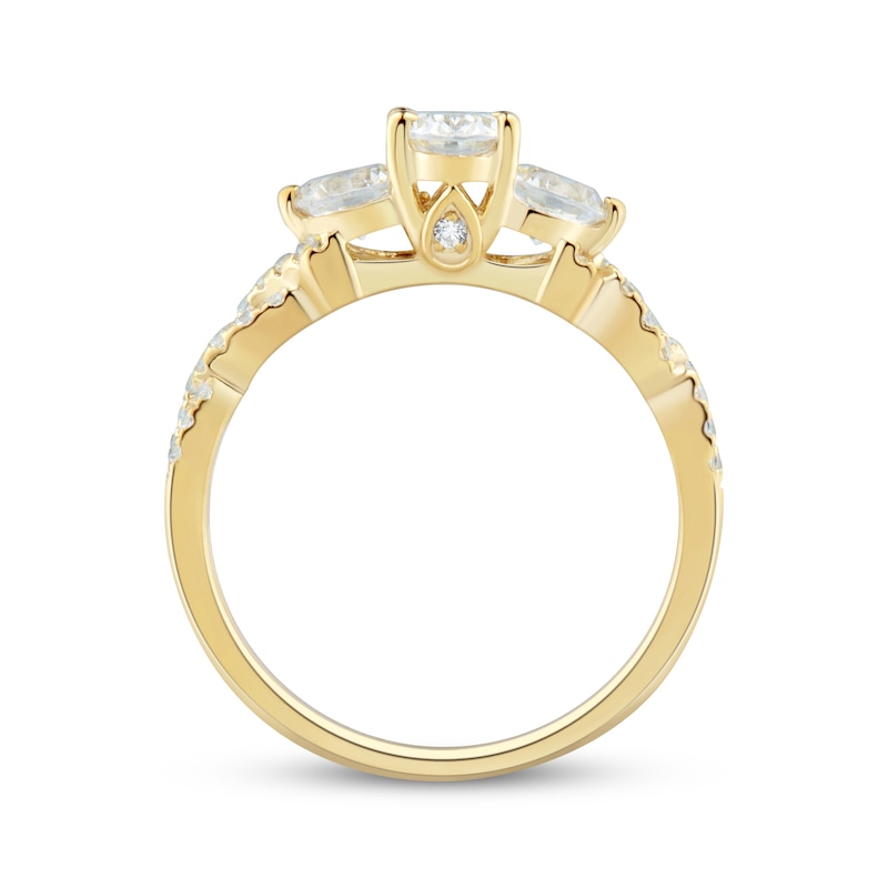 Main Image 2 of Adore Oval & Round-Cut Diamond Three-Stone Engagement Ring 1-1/4 ct tw 14K Yellow Gold