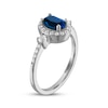 Thumbnail Image 2 of Oval-Cut Blue Lab-Created Sapphire & White Lab-Created Sapphire Ring Sterling Silver