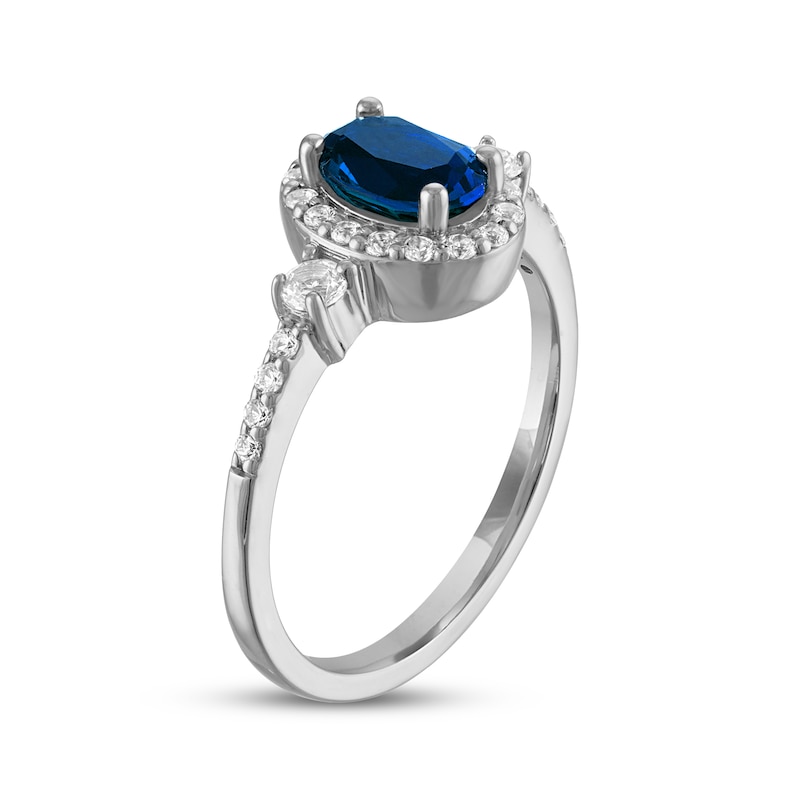 Main Image 2 of Oval-Cut Blue Lab-Created Sapphire & White Lab-Created Sapphire Ring Sterling Silver