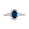 Thumbnail Image 3 of Oval-Cut Blue Lab-Created Sapphire & White Lab-Created Sapphire Ring Sterling Silver