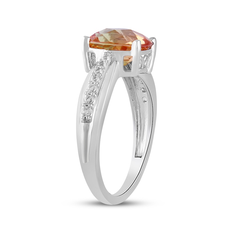 Main Image 2 of Cushion-Cut Rainbow Lab-Created Sapphire & White Lab-Created Sapphire Ring Sterling Silver