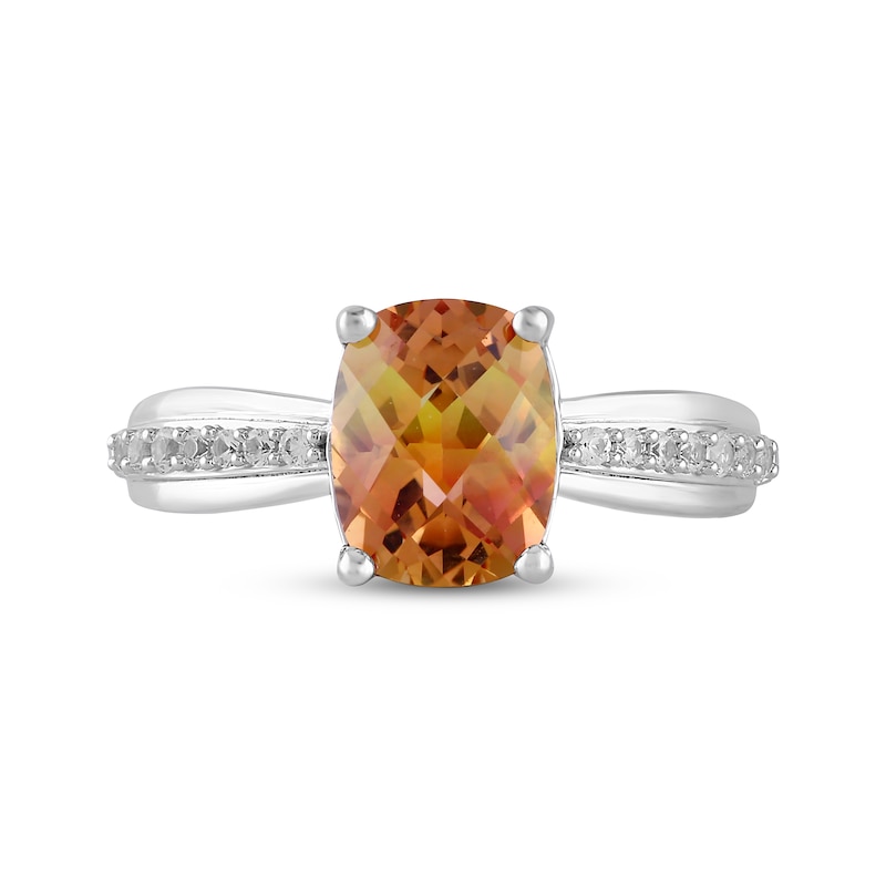 Main Image 3 of Cushion-Cut Rainbow Lab-Created Sapphire & White Lab-Created Sapphire Ring Sterling Silver