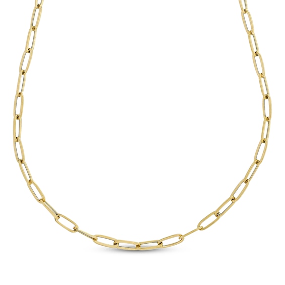 3.5mm Paperclip Chain Necklace Hollow 10K Yellow Gold 18"