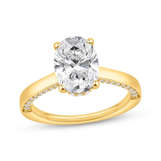 Adore Lab-Grown Diamonds Certified Oval-Cut Solitaire Plus Engagement Ring 2-1/3 ct tw 14K Yellow Gold (F/VS2)