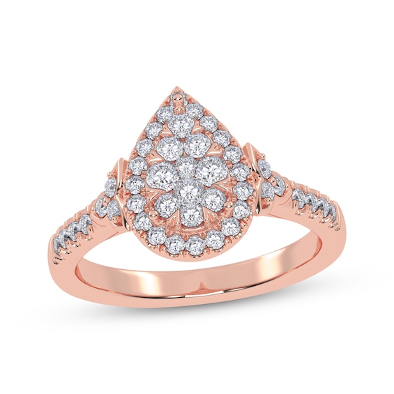 Adore Round-Cut Multi-Diamond Teardrop-Shaped Halo Engagement Ring 3/8 ct tw 10K Rose Gold