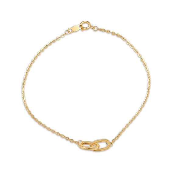 Two-Link Bracelet Hollow 10K Yellow Gold 7.25"