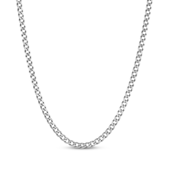 3.4mm Diamond-Cut Curb Chain Necklace Solid Sterling Silver 20"