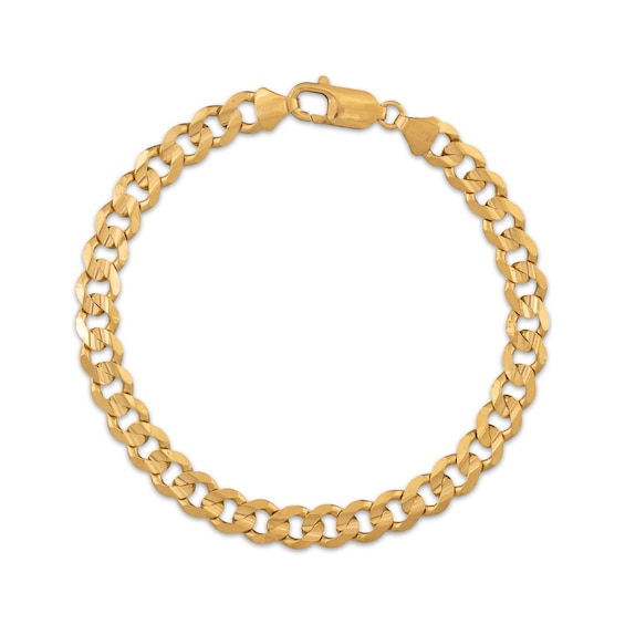 6.8mm Diamond-Cut Curb Chain Bracelet Solid 10K Yellow Gold 8.5"