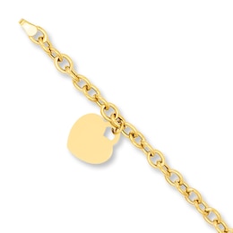 Heart Charm Bracelet 14K Yellow Gold 7.5&quot;