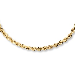 Hollow Rope Necklace 10K Yellow Gold 24&quot;