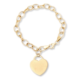 Dangle Heart Bracelet 10K Yellow Gold 7.5&quot;