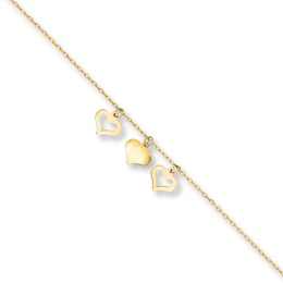 Heart Charm Anklet 14K Yellow Gold 10&quot;