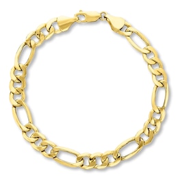 Hollow Figaro Link Bracelet 10K Yellow Gold 9&quot;