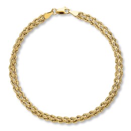 Double Rope Chain Hollow 10K Yellow Gold Bracelet 7.5'