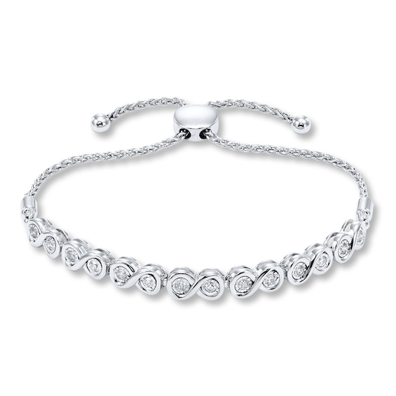 Diamond Bolo Bracelet 1/2 ct tw Round-cut Sterling Silver 9.5"