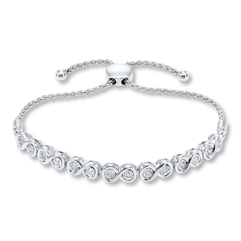 Main Image 1 of Diamond Bolo Bracelet 1/2 ct tw Round-cut Sterling Silver 9.5"
