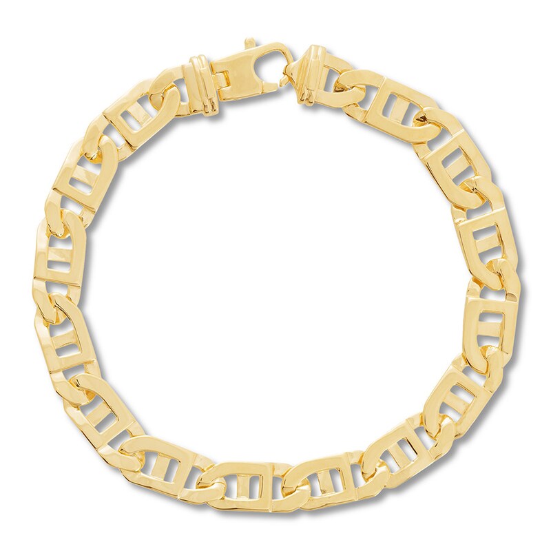 Solid Link Chain Bracelet 14K Yellow Gold 9"