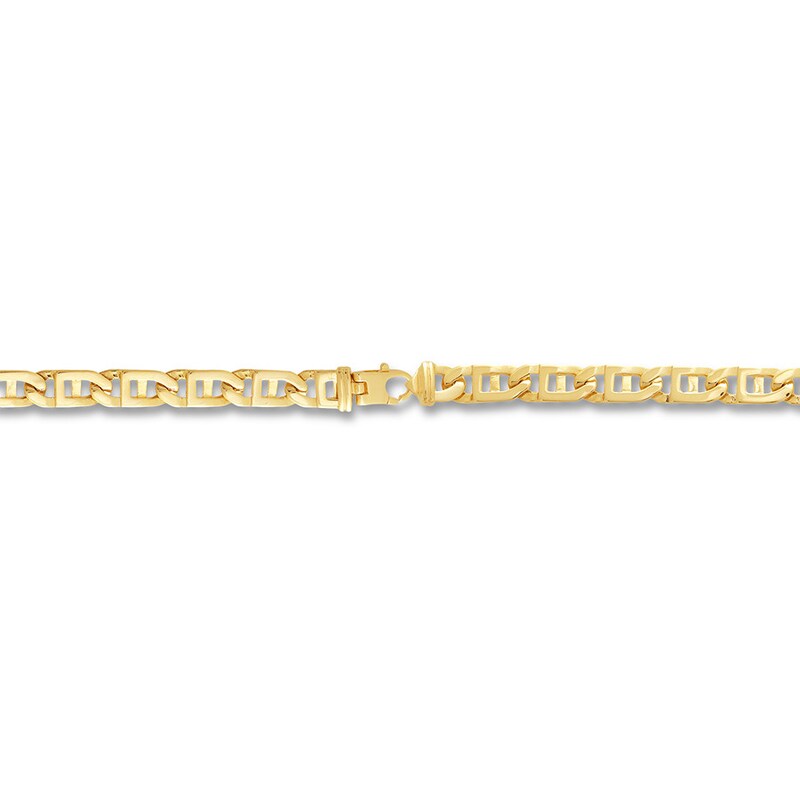 Solid Link Chain Bracelet 14K Yellow Gold 9"