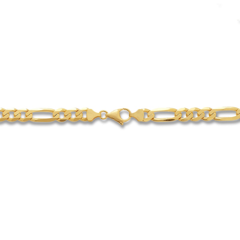 Main Image 2 of Figaro Link Bracelet Solid 14K Yellow Gold 9"