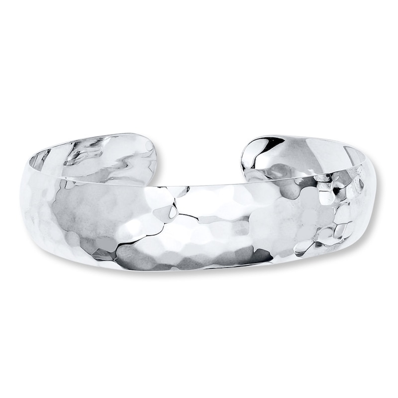Hammered Cuff Bangle Bracelet Sterling Silver