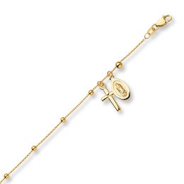 Religious Anklet 14K Yellow Gold 10&quot;
