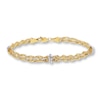 Thumbnail Image 1 of Hollow Rope Chain Bracelet Round Diamonds 10K Two-Tone Gold 7.5"