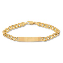 ID Solid Curb Chain Bracelet 10K Yellow Gold 8.5&quot;