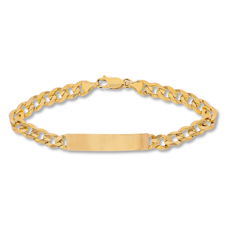 ID Solid Curb Chain Bracelet 10K Yellow Gold 8.5"