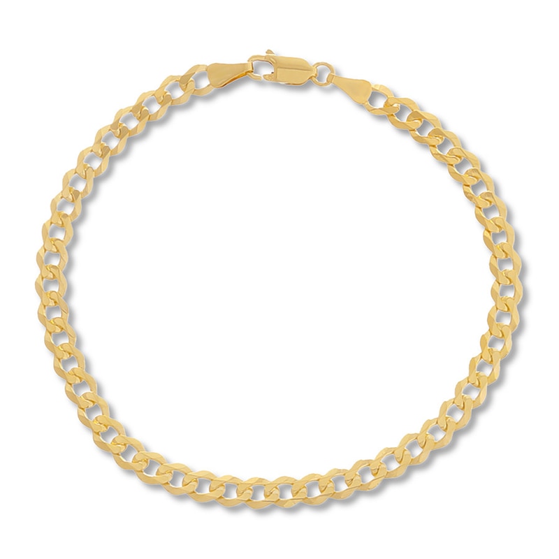 Solid Curb Chain Bracelet 3.7mm 14K Yellow Gold 8"