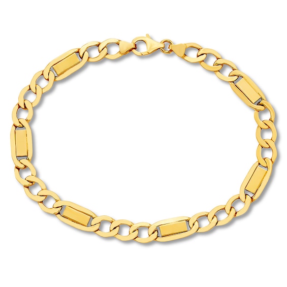 Link Chain Bracelet Hollow 10K Yellow Gold 8.5"