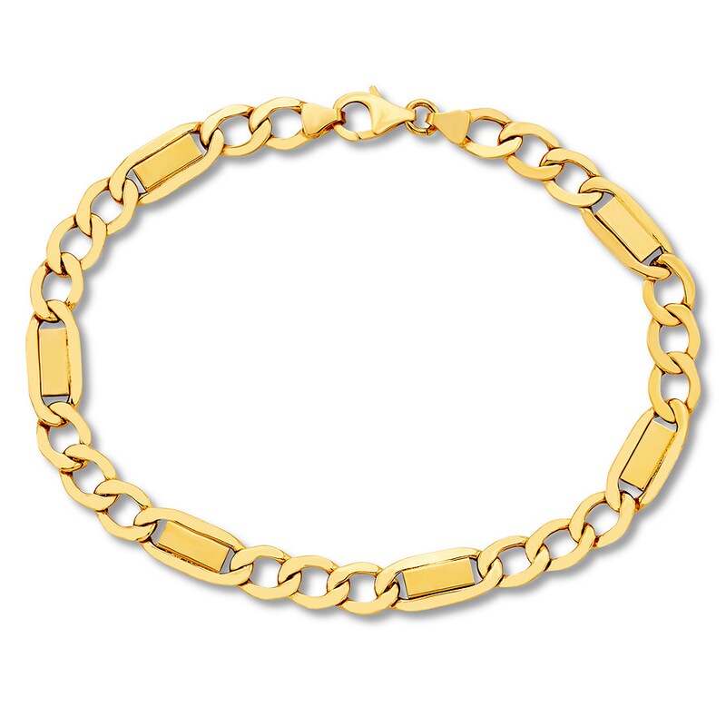 Main Image 1 of Link Chain Bracelet Hollow 10K Yellow Gold 8.5"